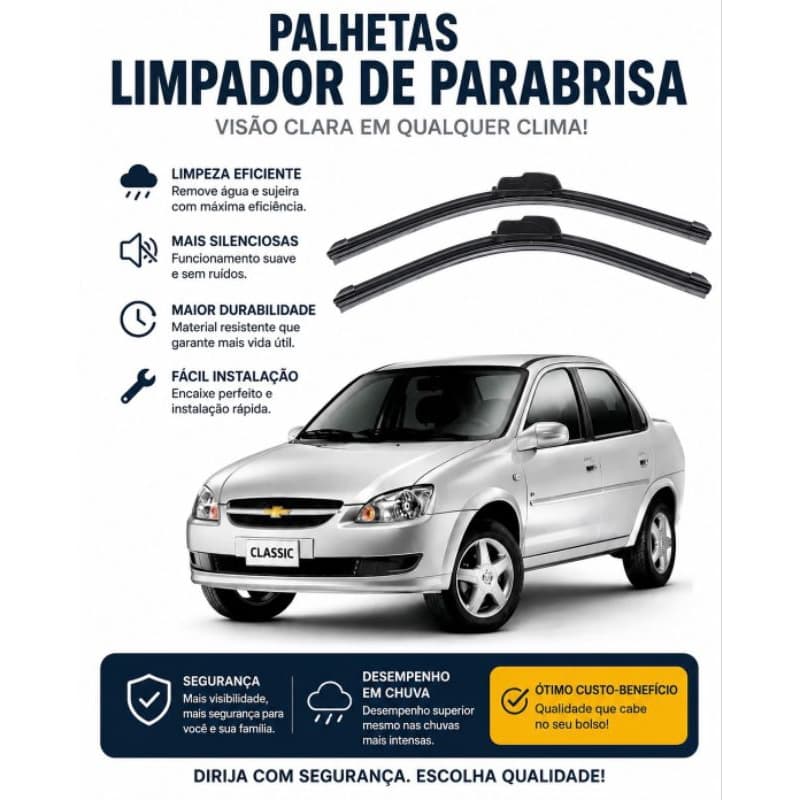 Par de Palheta Limpador de Parabrisa Dianteiro do Chevrolet Corsa clasic ano 1995 até 2016