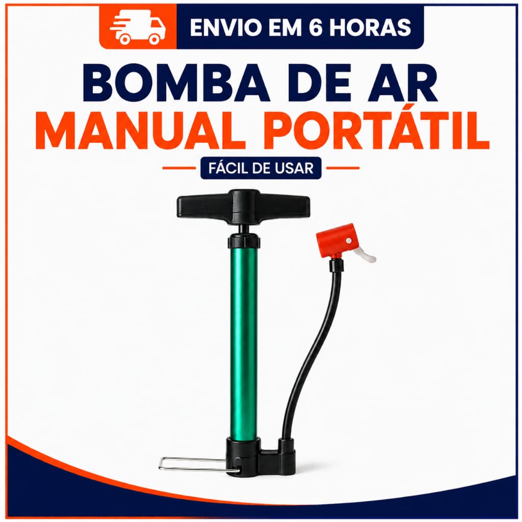 Bomba de Ar Manual Portátil para Bicicleta, Bola e Infláveis – Compacta e Leve