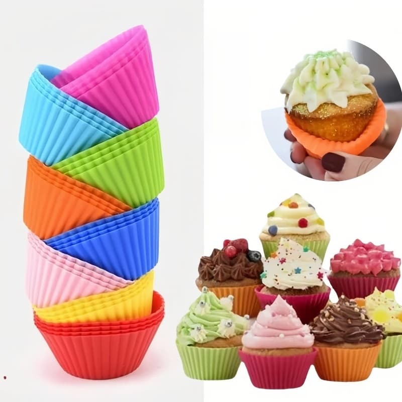 Promoção！Mini Forma de Silicone para Cupcake Bolo Gelatina e Mini Muffin 12 Peças