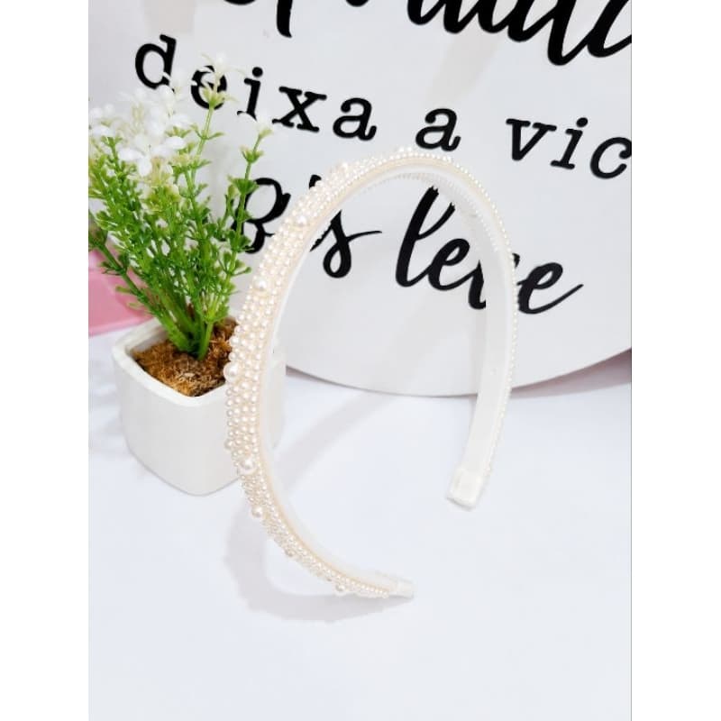Tiara Branca de pérola/tiara infantil batizado /acessórios para cabelo pérolas/tiara adulta pérolas
