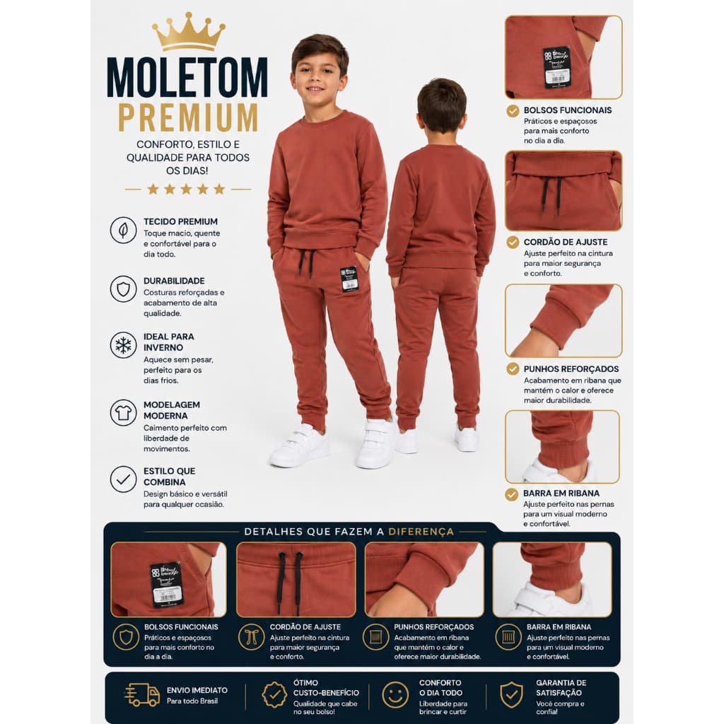 Moletom Infantil Menino Tecido Premium Confortável