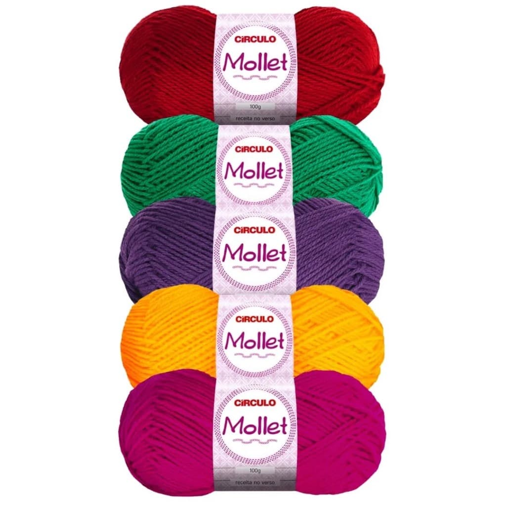 KIT 5 FIO LÃ MOLLET 40G / 80MT LISOS - CÍRCULO