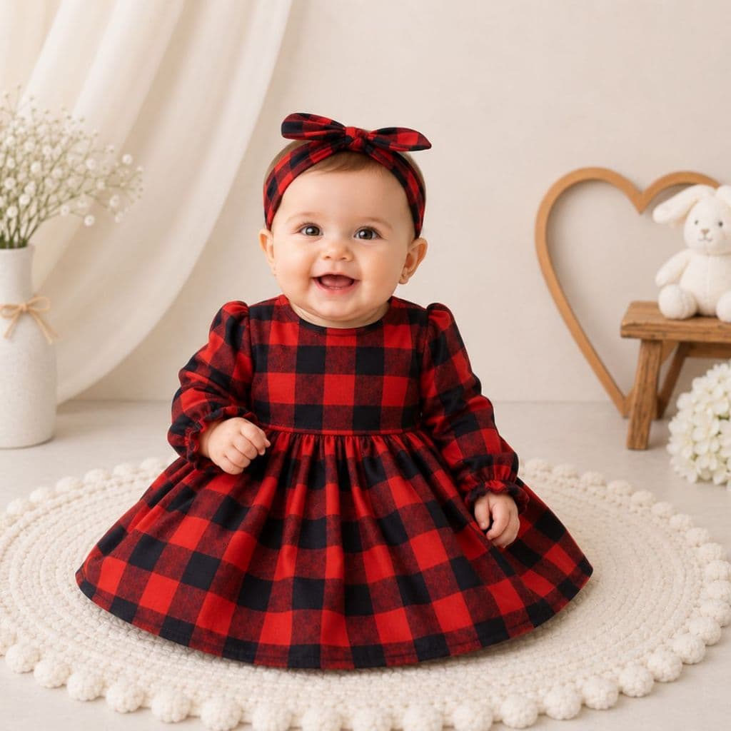 Vestido Infantil Xadrez Junino Com Tiara Bebê Menina Festa Junina Roupas Infantil Temático São João
