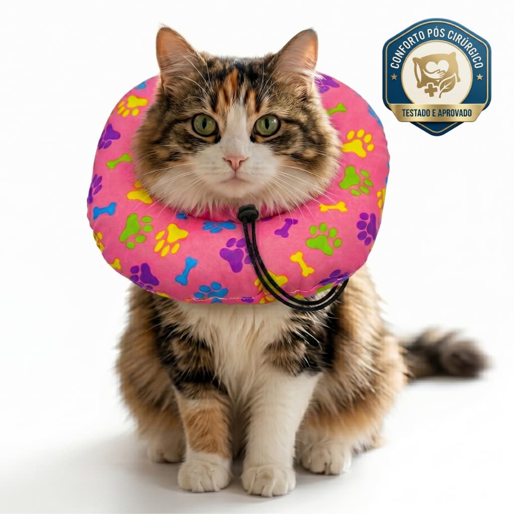 Colar Elizabetano Ajustável Lavável Macio Coleira Cirúrgica Cachorro Gato