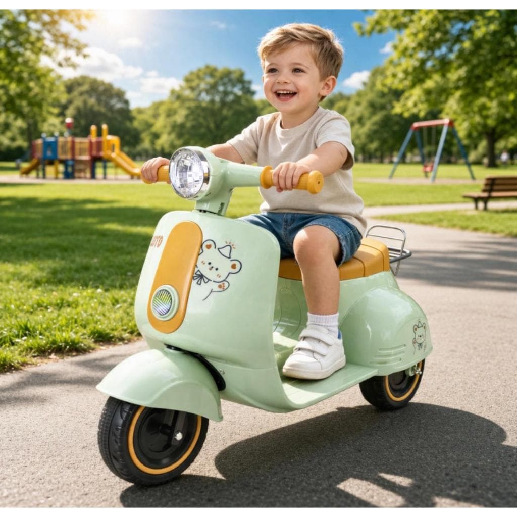 Triciclo Motinha Infantil 6V Avespa Maral Eletrica Luzes e Sons Scooter Suporta Ate 30 KG
