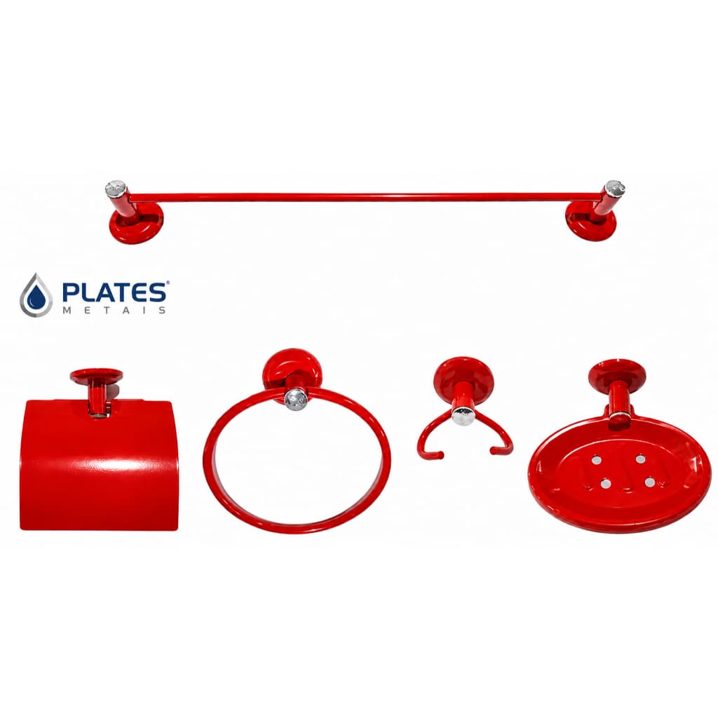 Kit Para Banheiro 5 Peças Vermelho