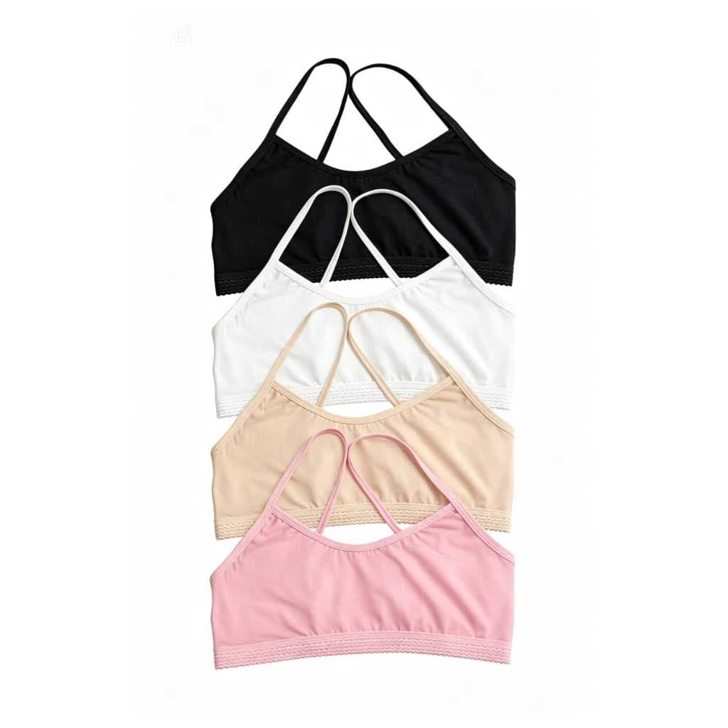 Kit Top Infantil Menina Exposto Algodão Sutiã Juvenil Cotton Topzinho Sem Bojo Elastano exp