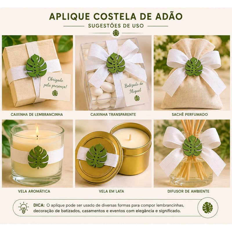 Folha tropical Costela de Adão Aplique Lembrancinhas e Decoração Casamento Aniversário Artesanato