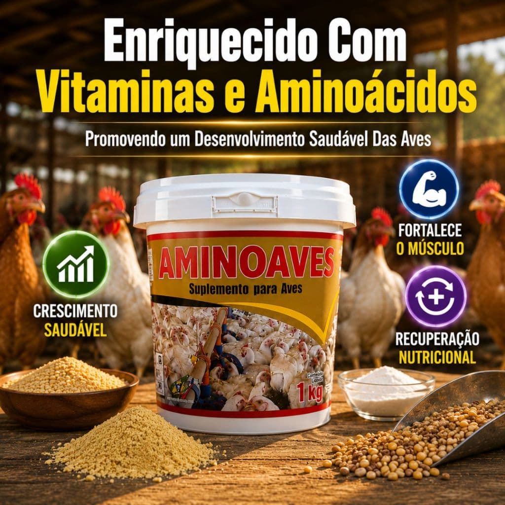 Suplemento Nutricional Aminoaves - Agrocav - 1kg Proteina Para Ração De Aves Galinha Frangos