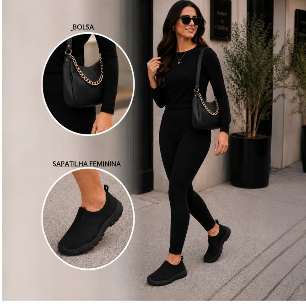 Tenis Feminino Sapatilha Feminina Mulher e Bolsa feminina