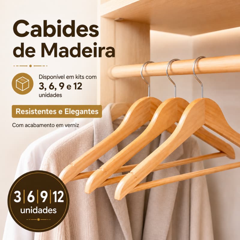 Cabides Cabideiros Madeira Resistentes Organizador Roupas Camisas Armário Guarda Roupa Calça