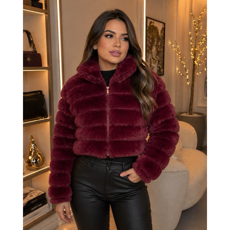 Jaqueta Feminina Cropped de Pelúcia Premium | Conforto e Elegante