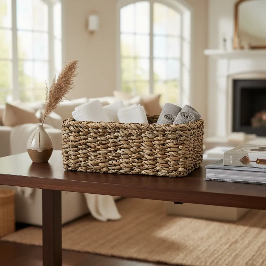 Cesto de Palha Cachepot Grande Decoração Balaio de Palha Seagrass Organizador plantas Roupas roupa