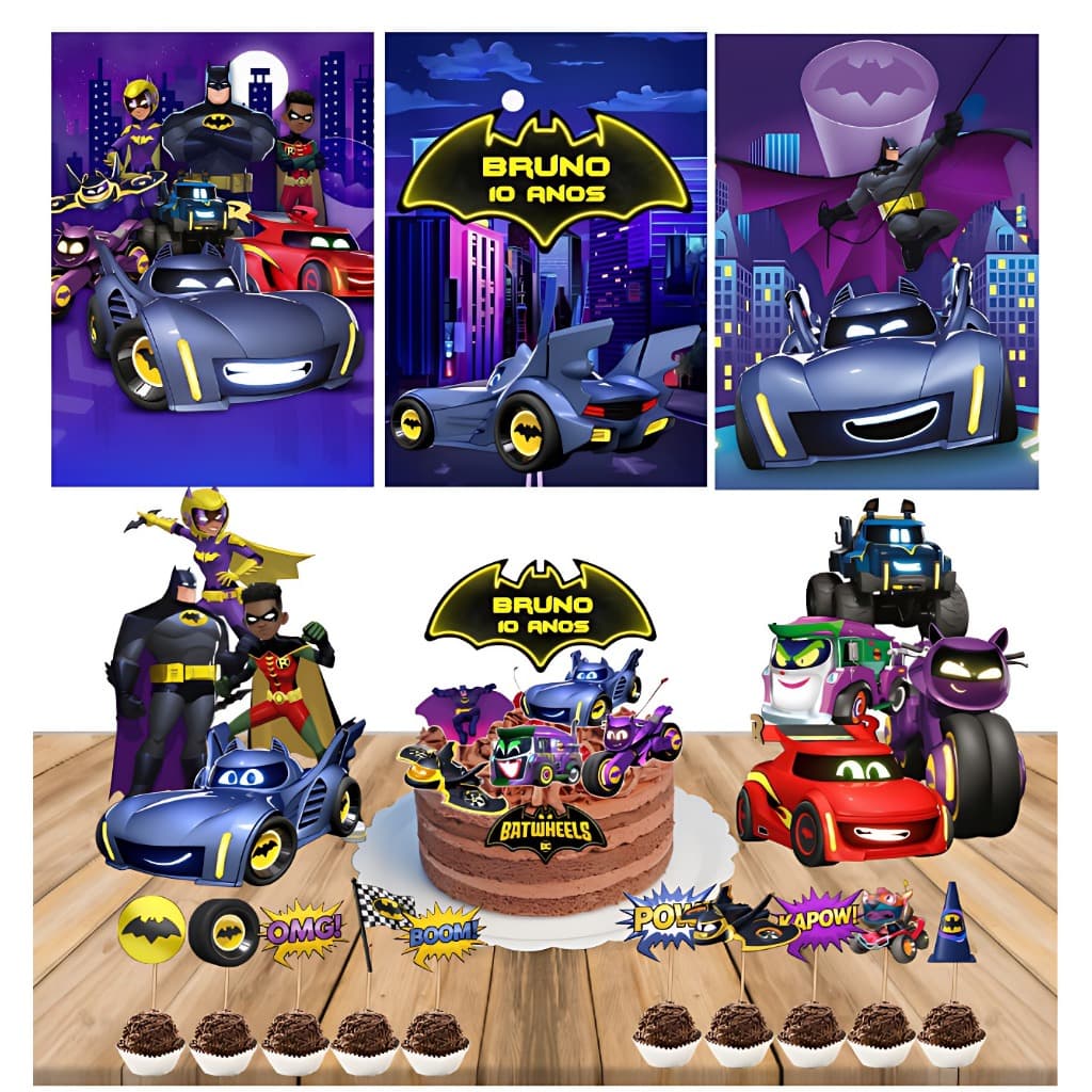 Kit Festa completa Batwheels - decoração - festa infantil  só um bolinho em casa - envio rápido
