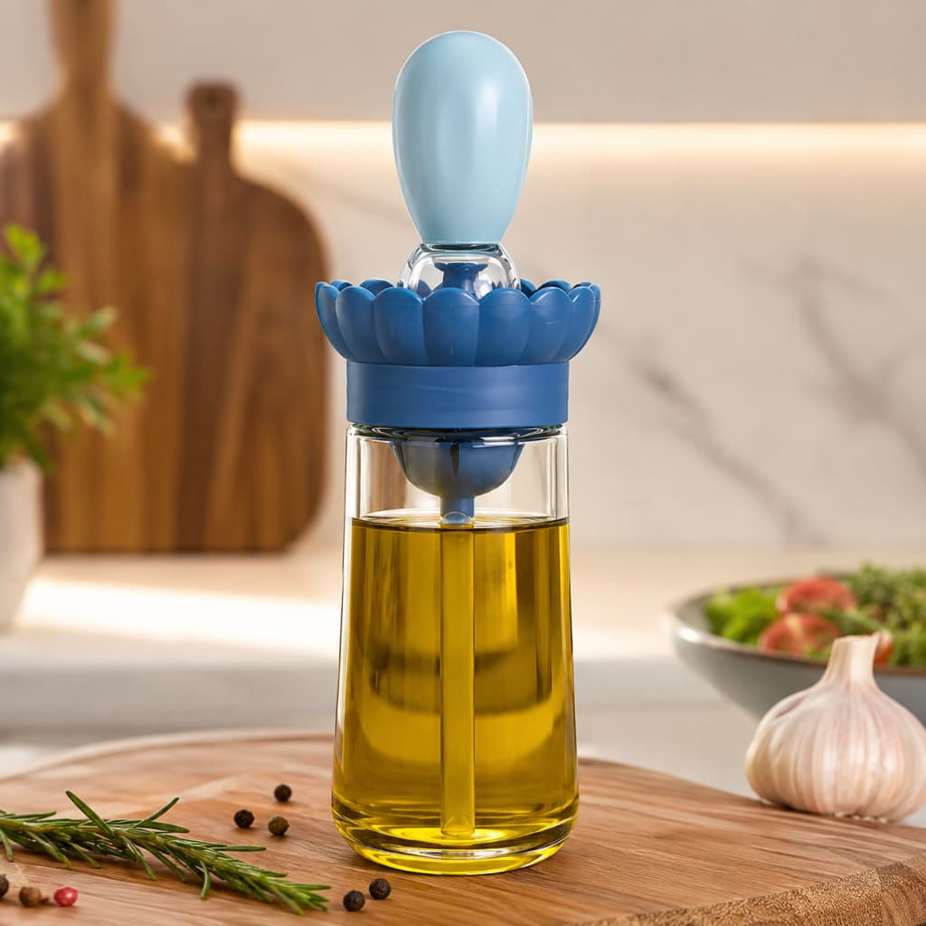 Galheteiro De Vidro 180ml Com Pincel De Silicone Dosador