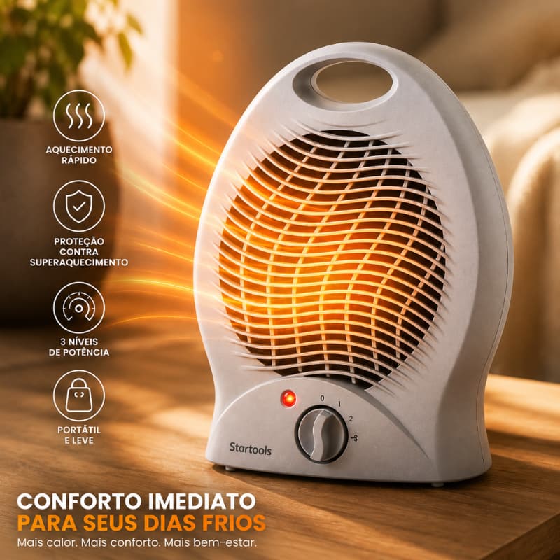 Aquecedor de Ar Elétrico Portátil 2 temperaturas Aquecedor Para Quarto