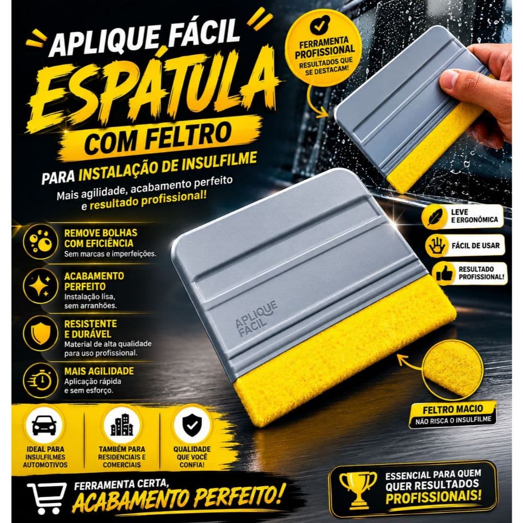 Espátula Com Feltro Para Insulfilm Envelopamento Adesivo Película Automotiva Profissional