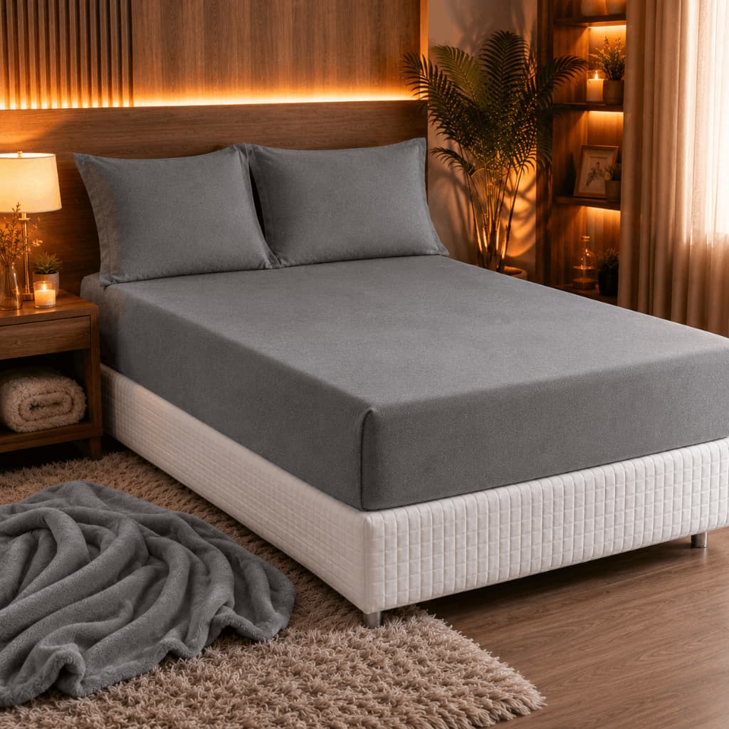 Lençol King Flannel 3 Peças Com Fronhas Manta Quentinha Macia Para Inverno Cama King Size