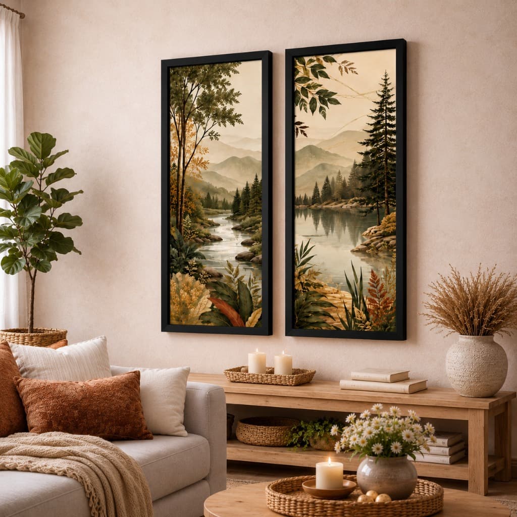 Kit 2 Quadros Decorativos Natureza Harmônica Paisagens Naturais Premium