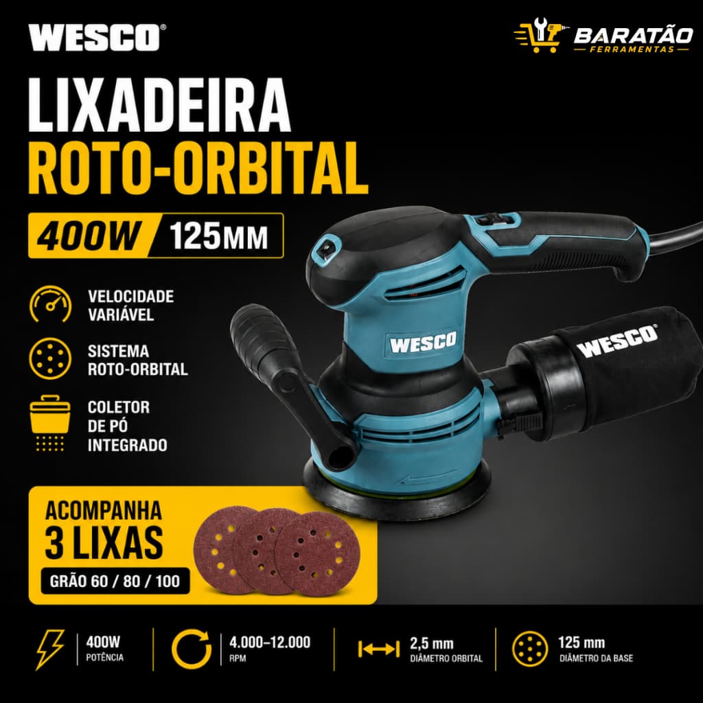 Lixadeira Roto Orbital 400w 125mm WS4265 Wesco