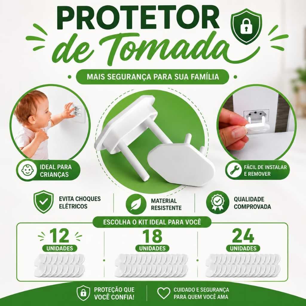 Kit 24/18/12 un Protetor de Tomada Segurança Bebê Criança Contra Choque Elétrico