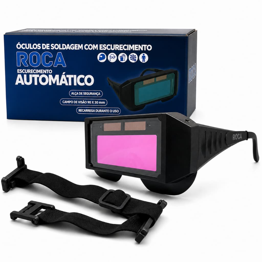 Óculos Solda Escurecimento Automático Roca Profissional Soldador Tonalidade DIN15 Proteção MIG TIG
