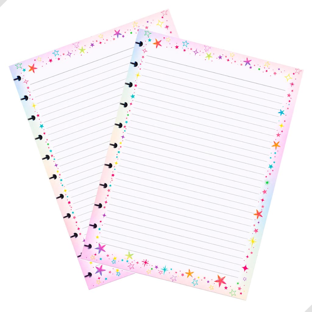 Refil 160 Folhas 11 Discos Decorada Caderno Inteligente A4 Folhas Pautadas Material Escolar
