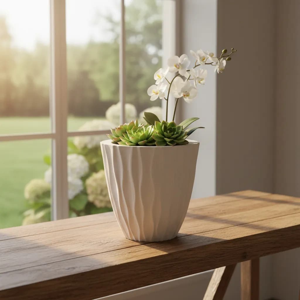 Vaso Planta Luxo Jardim E Interior Bojo Ondulado Sahara P Decorativo