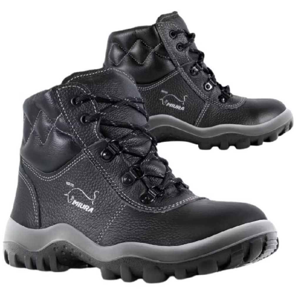Bota Botina de Segurança Amarrar Couro Safetline Miura Bico PVC 4855GL