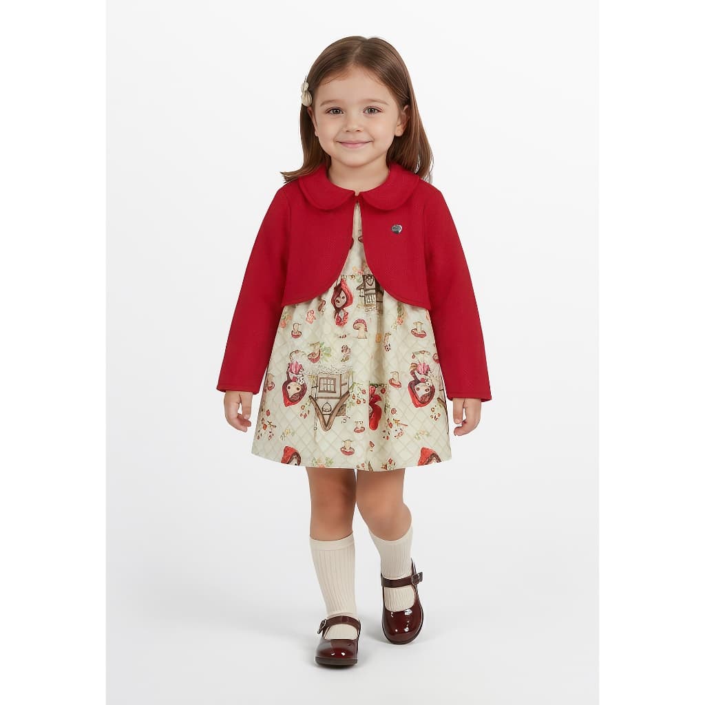 Vestido Curto Estampado Com Bolero