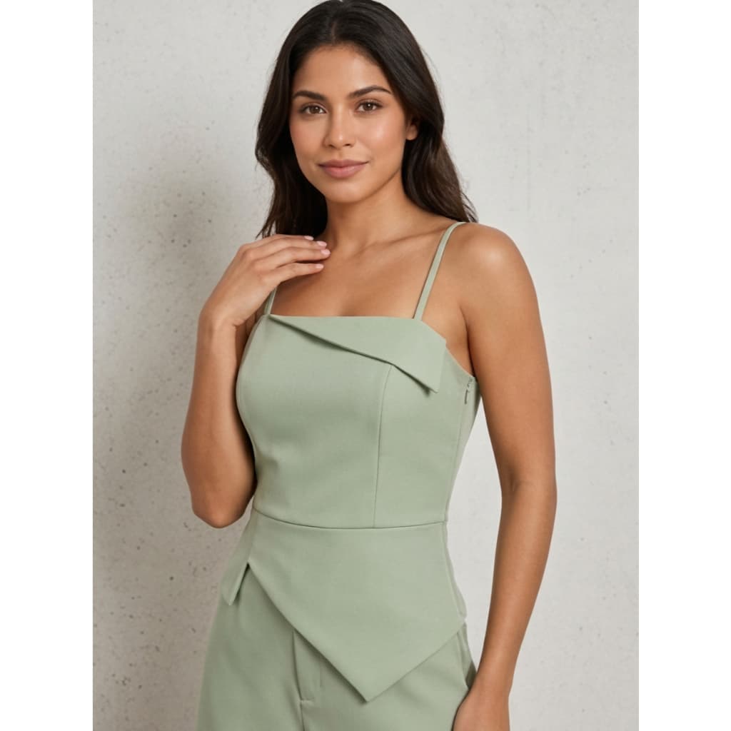Conjunto Feminino Alfaiataria Alcinha Curto Assimétrico Casual Elegante Verão Festa COD 2578