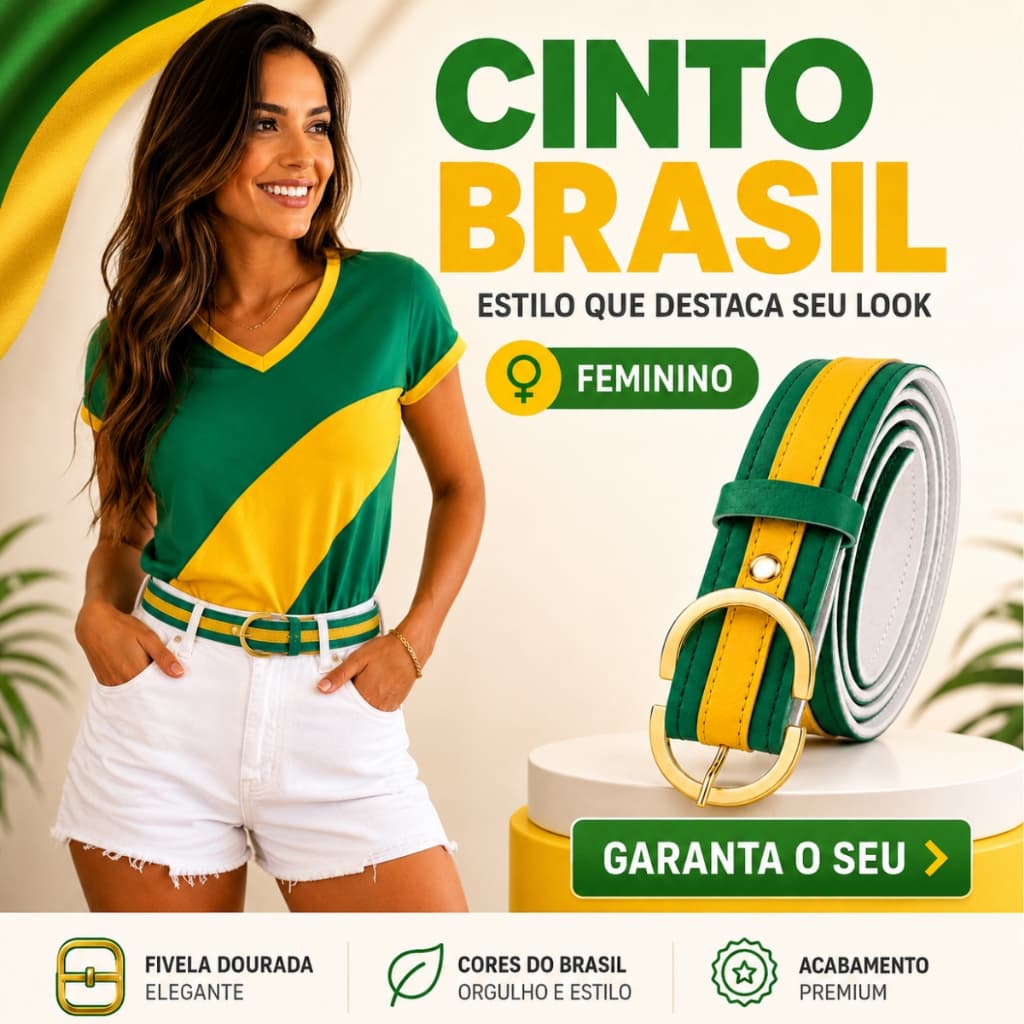 Cinto Unisex Verde e Amarelo Oficial Inspirado na Copa do Mundo