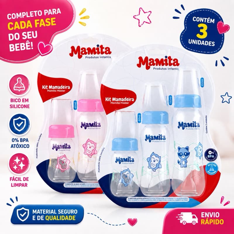 Mamadeiras bico silicone 3 Tamanhos 80 150 240 ml Livre BPA kit mamadeira bico silicone mamita