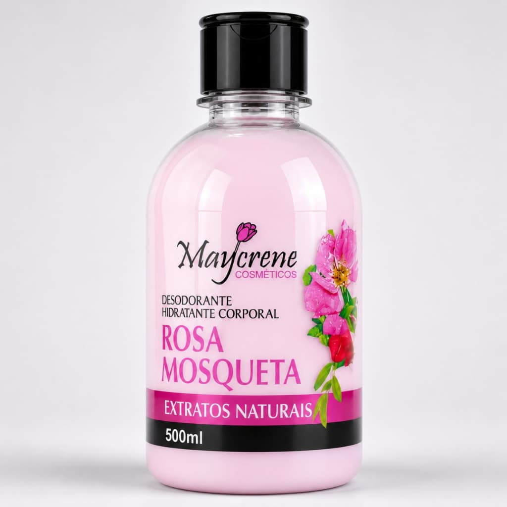 Hidratante corporal Rosa Mosqueta 500ml Hidratação profunda Maciez Perfume suave Maycrene