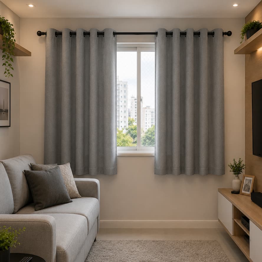 Cortina de Sala Quarto BEGE 3,00 x 1,60 Pequena Oxford bloqueia 60% claridade