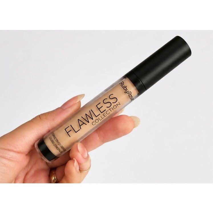 Corretivo Líquido Ruby Rose Flawless Collection Nude 2 Alta Cobertura para Olheiras, Maquiagem Facial Corretivo Matte N2