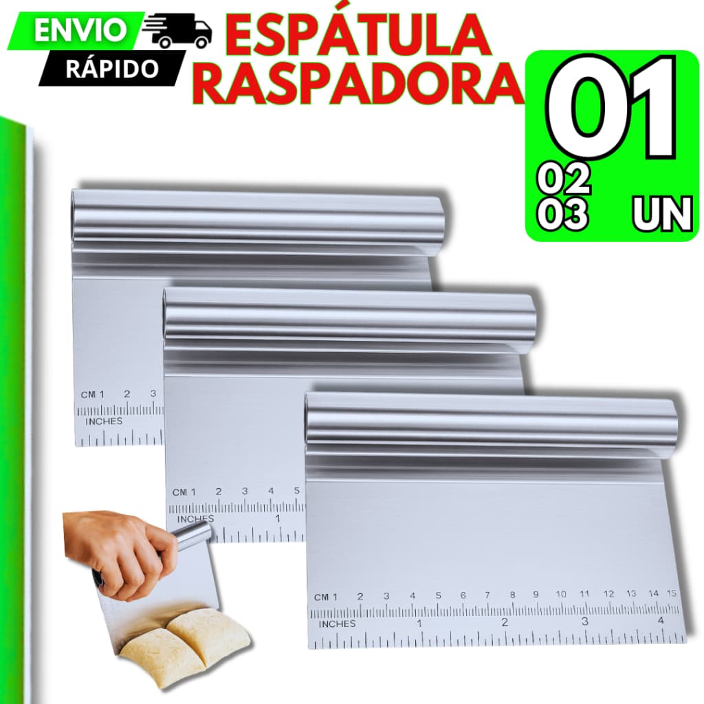 3/2/1 Espátulas Raspadora Cabo Tubular Inox Cortador Para Massas Bolo Salgados Cantina Confeitaria