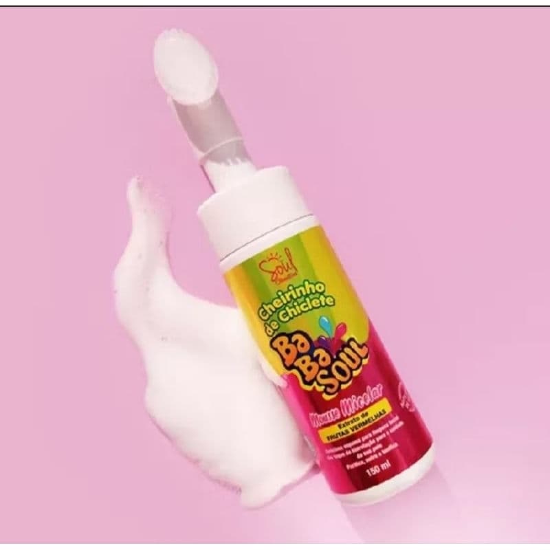 Mousse Micelar Facial Baba Soul Cheirinho de Chiclete Frutas Vermelhas 150ml – Limpeza Profunda e Hidratação