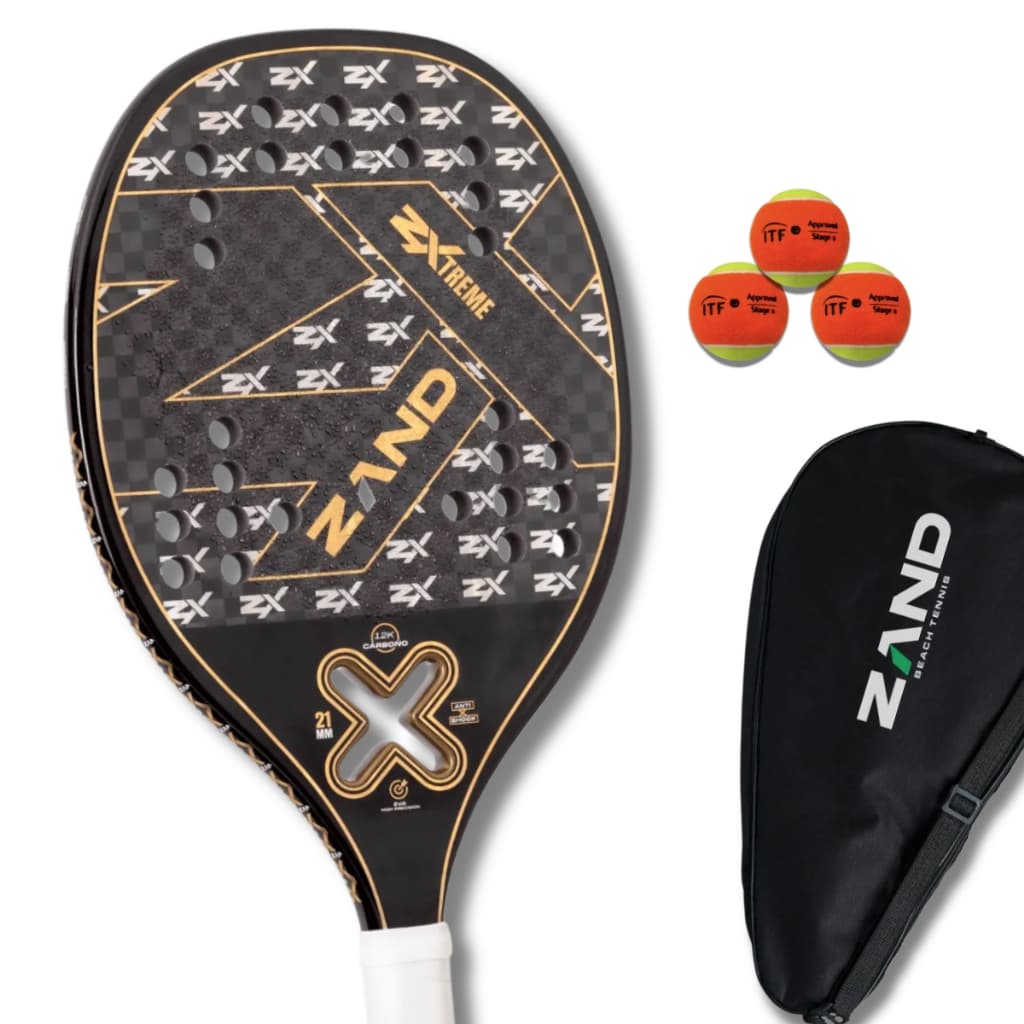 Raquete Beach Tennis Zand Z Xtreme 12k + Capa + Bolinhas Itf