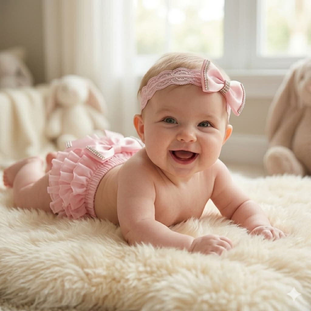 Calcinha Bunda Rica Bebê Menina Kit 3 Peças Com Faixa de Cabelo Tiara Tapa Fralda Infantil Roupa