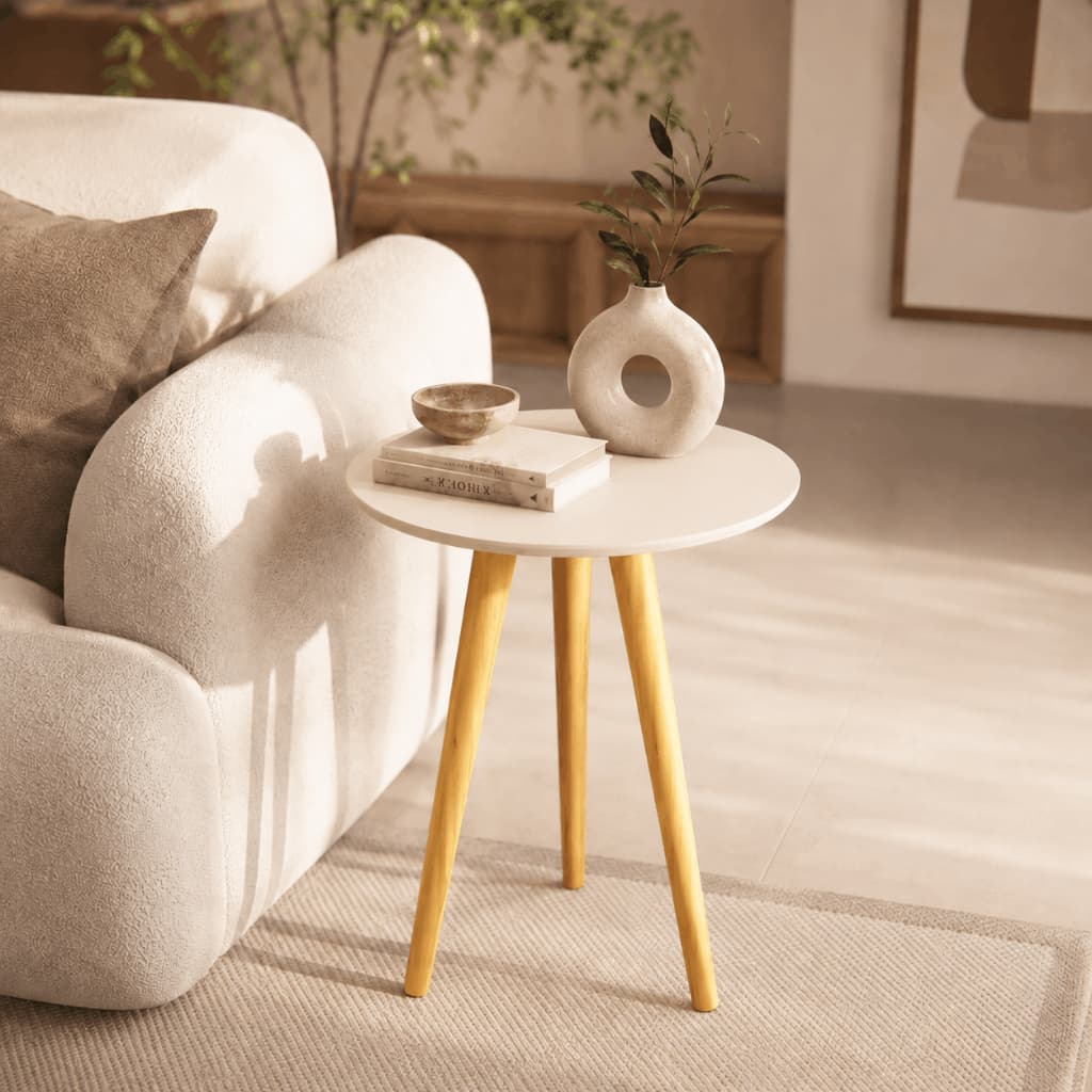 Mesinha Lateral Retro Tripé Apoio Centro Sofá Varias Cores Mesa Pé Madeira Clássica