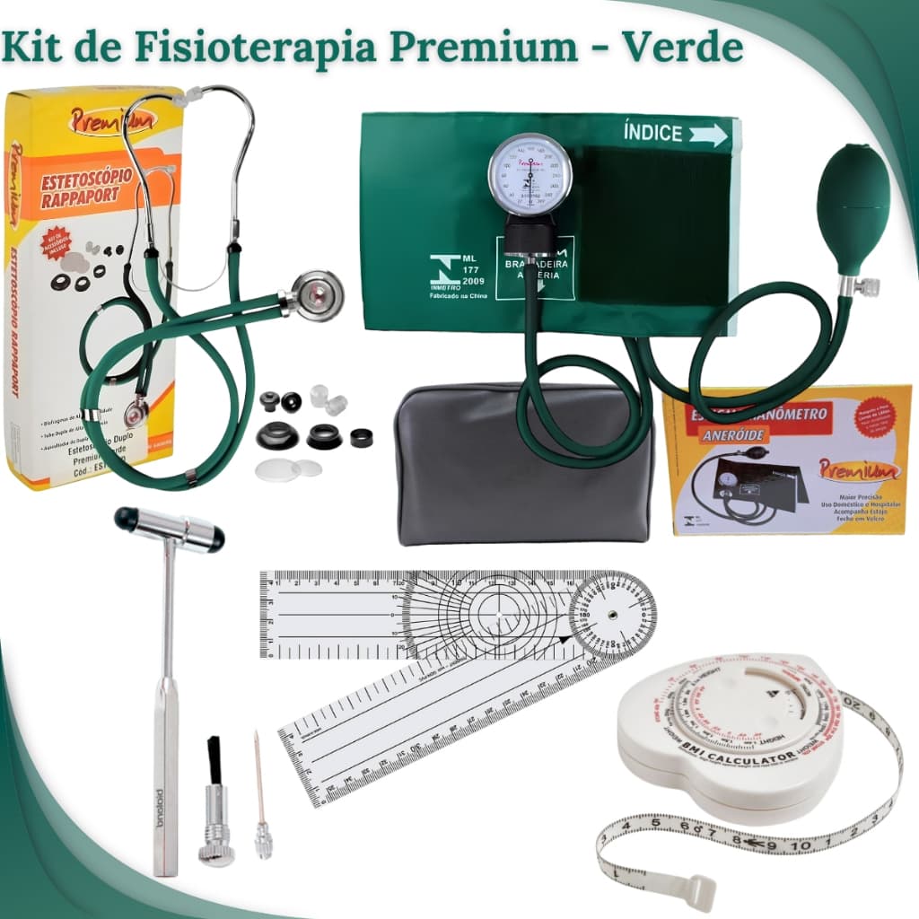 Kit Avaliação Fisioterapia Completo com Aparelhos e Instrumentos, Martelo de Reflexo, Goniômetro e Fita com IMC
