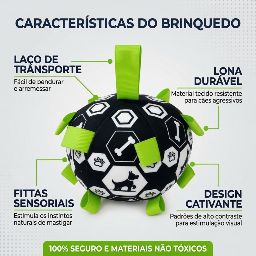 Bola de Pelúcia com Sino para Pet Preta BUPPY PET Brinquedo Interativo para Cães Resistente Pets