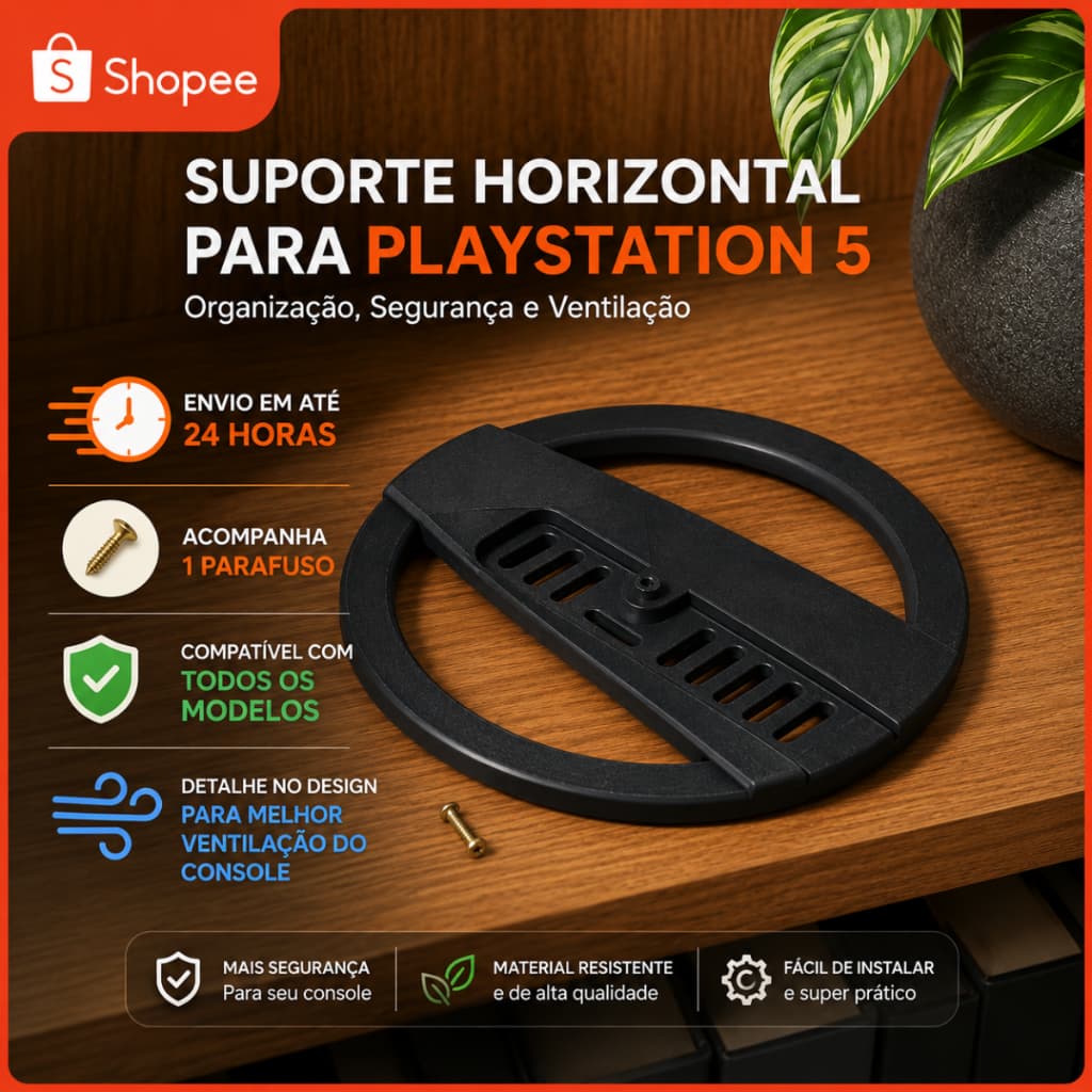 Suporte para Ps5 Playstation 5 Base Vertical Slim Fat Pro Mesa Dock