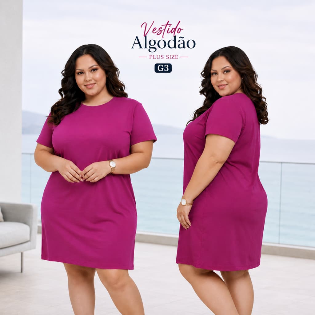 Vestido Plus Size Feminino Camisão Confortável Moda Maior Camisetão Feminino Plus