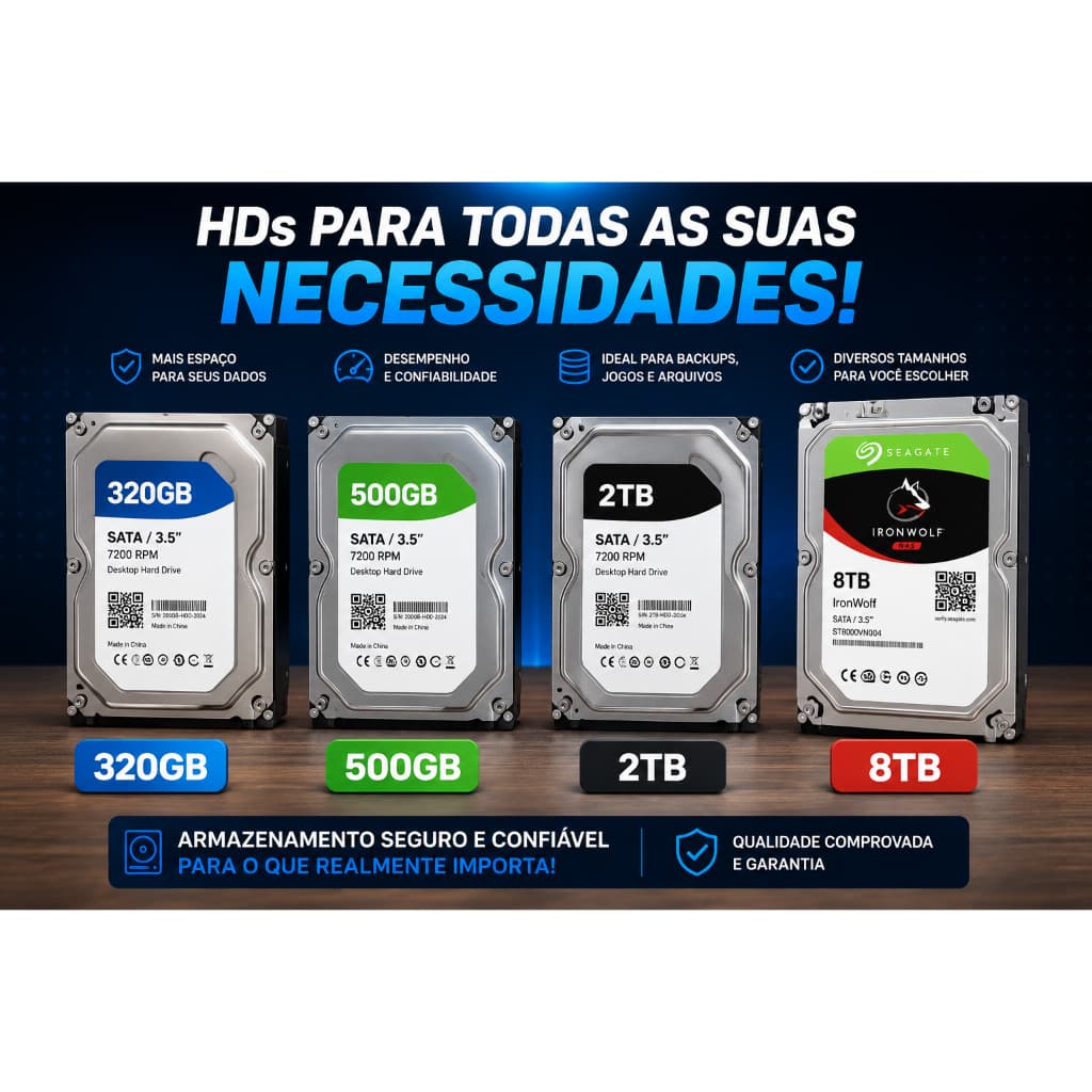 HD + Windows 10 / 11 Instalado  320GB -  HD 500GB Sata | HD Externo | Envio Imediato!