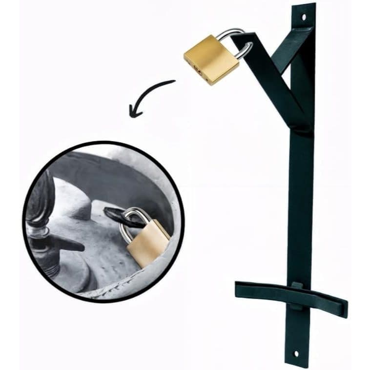Suporte Botijão De Gás Antifurto Parede Externo Preto