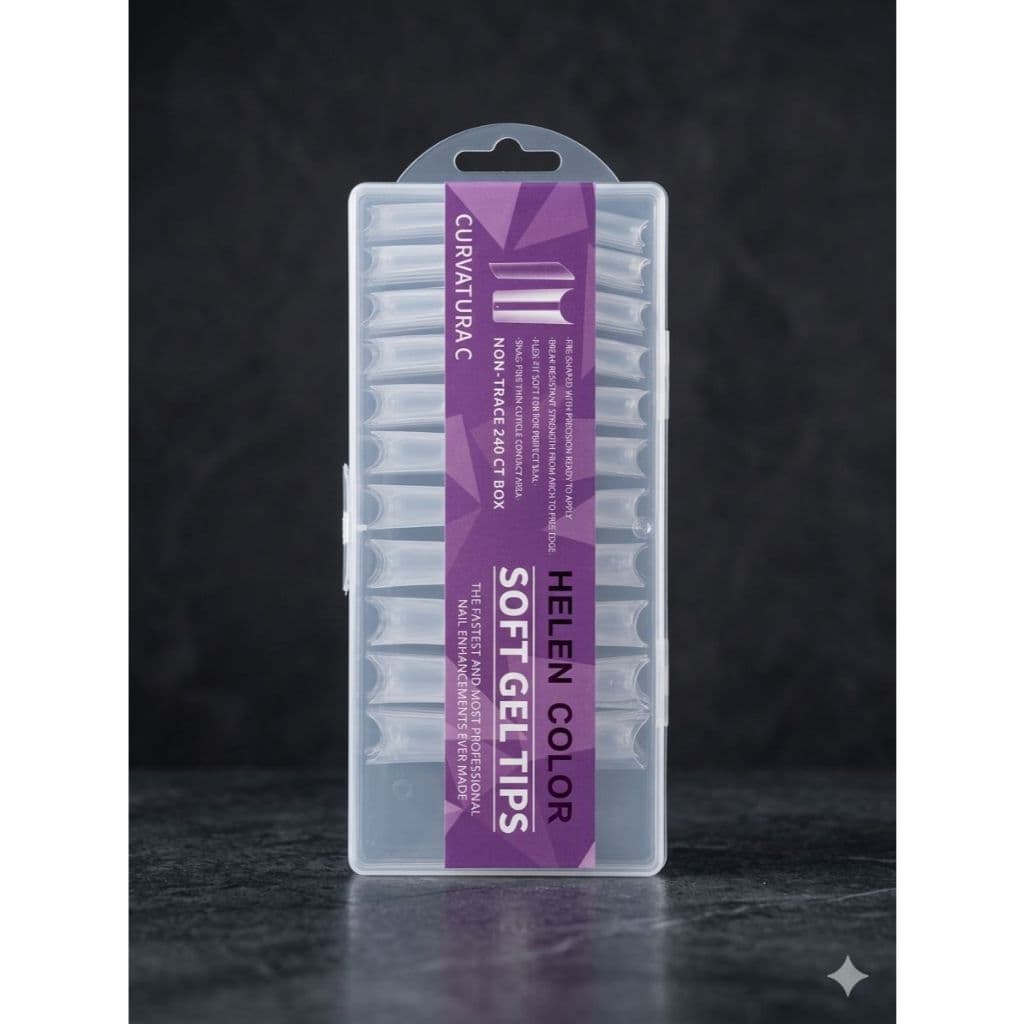 Soft Gel Tips Helen Color Curvatura C | Tips Gel 240un | Unha Postiça Gel Fina Flexível