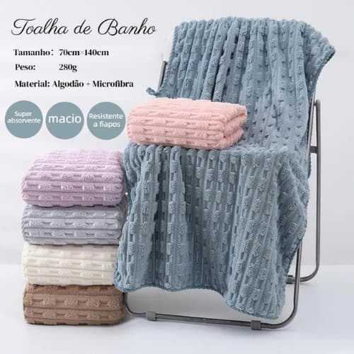 Toalha de Banho Microfibra Coral 70x140cm – toque Macia, Leve, Alta Absorção e Secagem Rápida