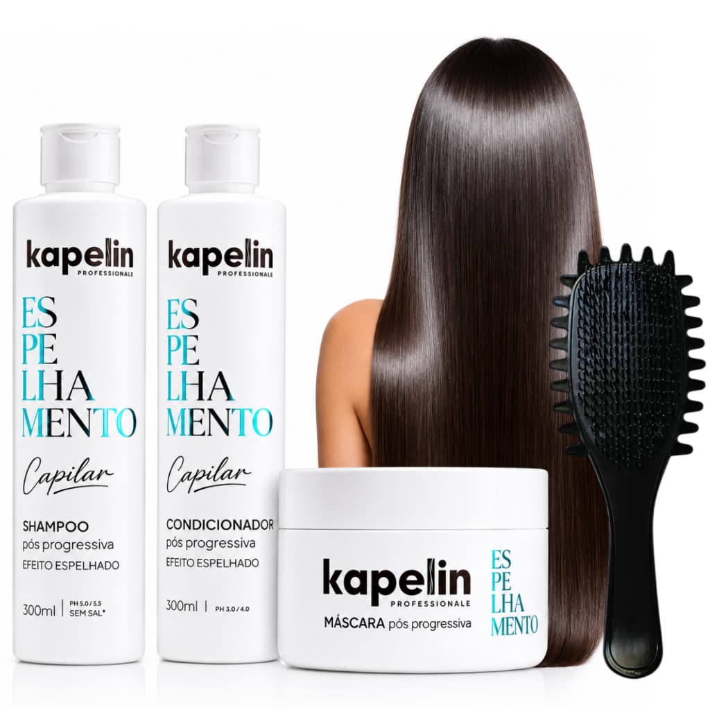 Kit Home Care Pós Progressiva Shampoo Condicionador Máscara + Escova Fitagem Definidora